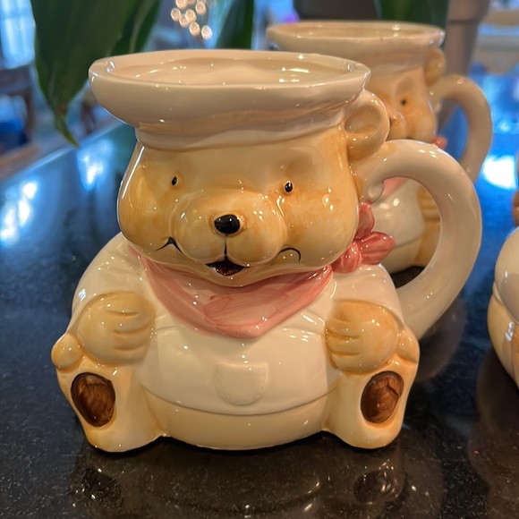 Vintage 1990s Teddy Bear Chef Decorative Mugs (Set of 4) - Picture 2 of 6